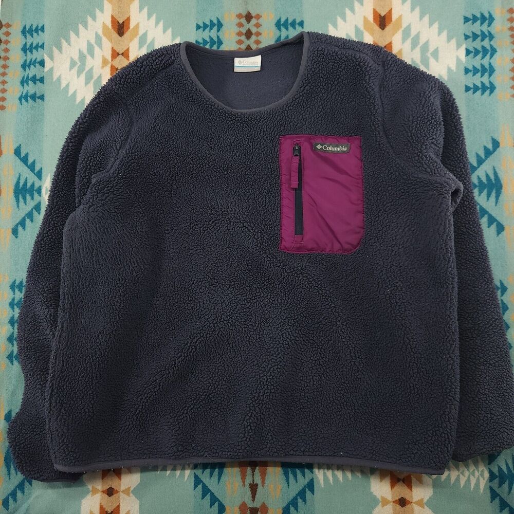 Columbia Women's West Bend Sherpa Crewneck Pullover Purple Medium Granola‎ Gorp